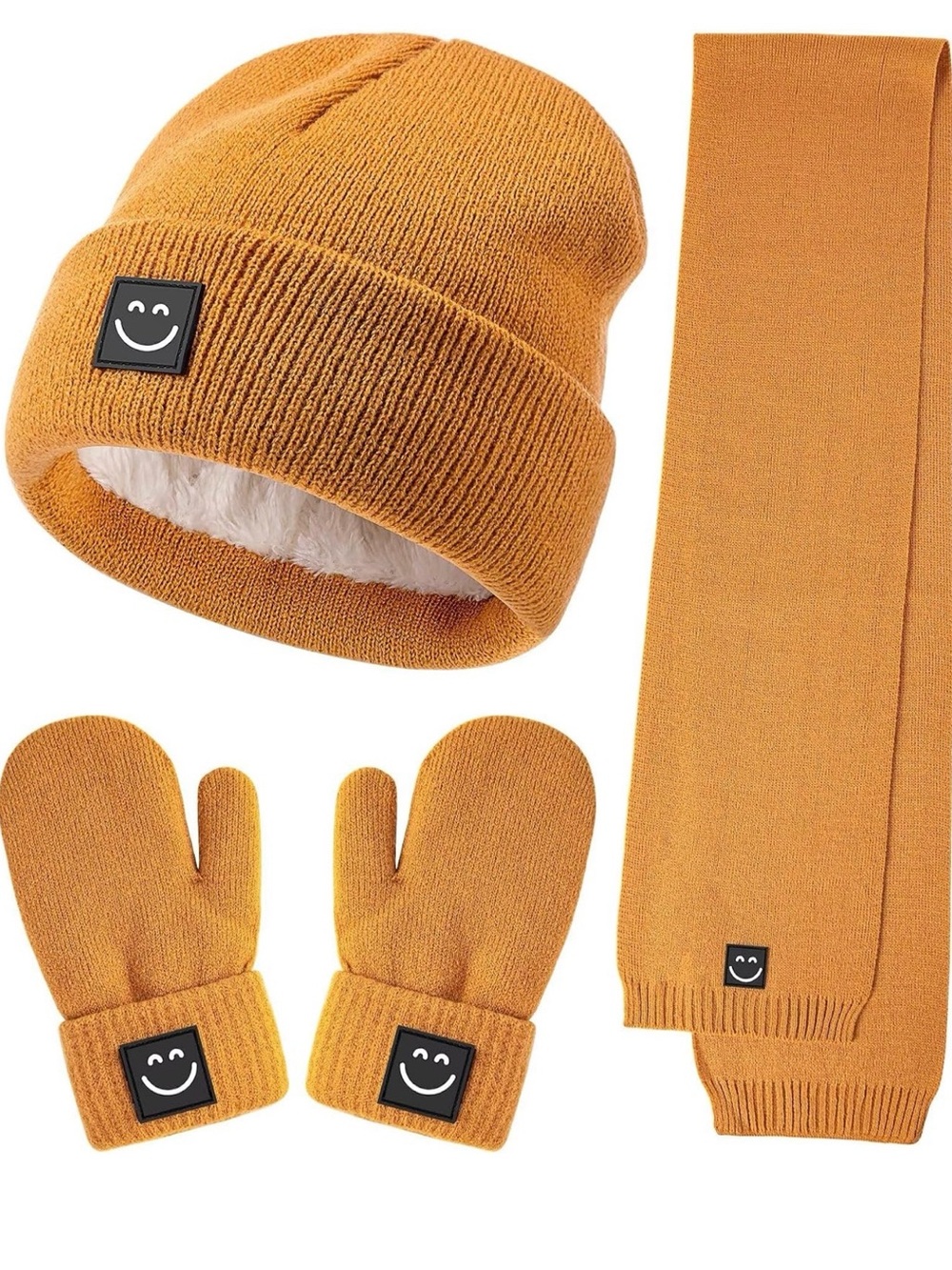 Patch Kids Winter Hat, Scarf & Mittens Set in Mustard